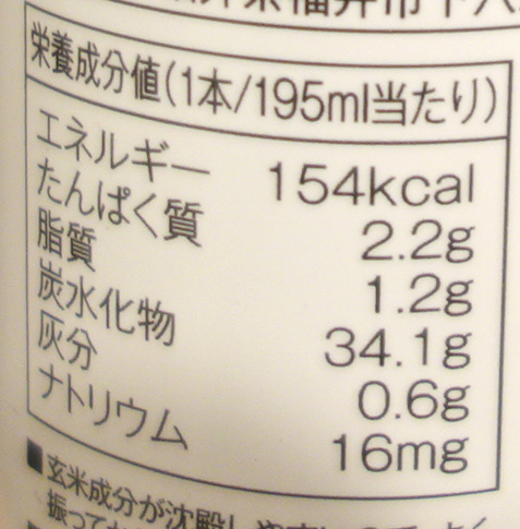 玄米ドリンクの栄養価